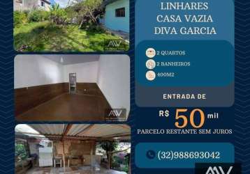 Casa com 2 dormitórios à venda, 120 m² por r$ 50.000 de entrada - linhares - juiz de fora/mg