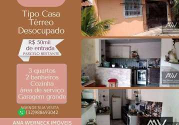 Casa com 3 dormitórios à venda, 90 m² por r$ 50.000 de entrada - progresso - juiz de fora/mg