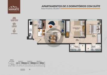 Apartamento 2 dormitórios 1 vaga coqueiros