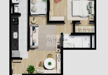 Apartamento com 2 dormitórios à venda, 52 m² por r$ 294.000,00 - jardim são josé - caçapava/sp