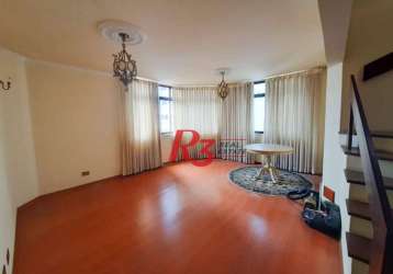 Cobertura com 3 dormitórios à venda, 184 m² - aparecida - santos/sp