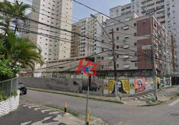 Terreno para alugar, 840 m² por r$ 40.000,00/mês - gonzaga - santos/sp