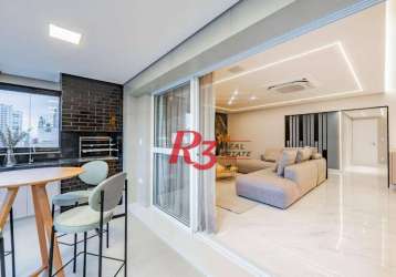 Apartamento de alto padrão com 3 suítes à venda, 234 m² por r$ 3.650.000 - boqueirão - santos/sp