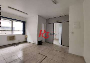 R3 real estate vende ou aluga sala comercial!  sala, 34 m² - venda por r$ 250.000 ou aluguel por r$ 2.500/mês - centro - santos/sp