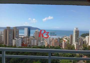 Apartamento para locação, 2 quartos, 1 vaga, vista mar, santos sp.