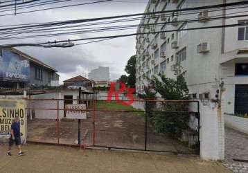 Terreno para alugar, 546 m² por r$ 6.700,00/mês - encruzilhada - santos/sp