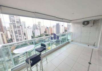 Apartamento mobiliado para alugar e vender, com varanda, 50 m², campo belo, edifício, sky campo belo, 1 dormitório, 1 suíte, 1 banheiro, 1 vaga