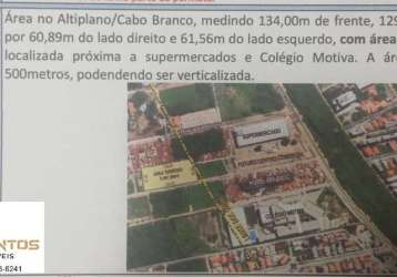 Área no altiplano cabo branco permuta com 22%