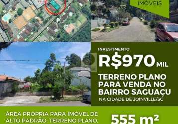 Terreno à venda na rua triângulo mineiro, saguaçu, joinville, 555 m2 por r$ 970.000