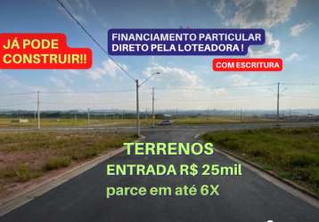 Vende terrenos 125m2 /entrada 25mil  + parcelas, loteamento planejado  novo  badra - suzano - sp