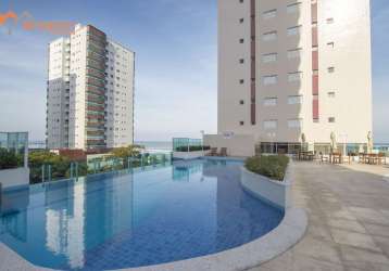 Apartamento alto padrão 2 dormitórios sendo uma suíte sacada vista mar - mongaguá