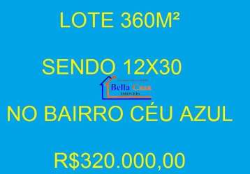 Terreno à venda na rua ana de alvarenga campos, céu azul, belo horizonte por r$ 320.000