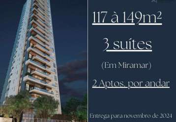 Arvoredo - aptos. c/ 03 suítes de 117 a 149m² em miramar, joão pessoa/pb