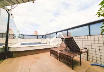 Cobertura com 4 dormitórios churrasqueira e piscina à venda, 225 m² por r$ 1.990.000 - ponta da praia - santos/sp