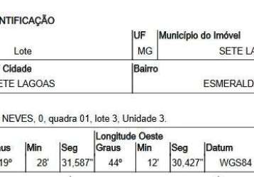 Oportunidade única em sete lagoas - mg | tipo: terreno | negociação: licitação aberta  | situação: imóvel