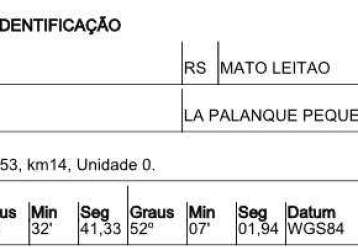 Oportunidade única em mato leitao - rs | tipo: gleba urbana | negociação: leilão  | situação: imóvel