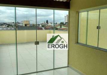 Cobertura com elevador, 2 dormitórios à venda, 94 m² por r$ 480.000 - vila curuçá - santo andré/sp