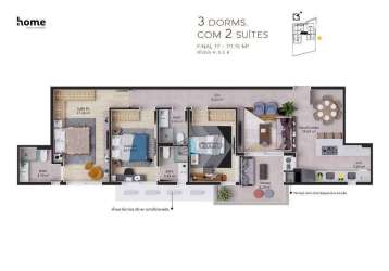 Apartamento com 3 dormitórios à venda, 109 m² por r$ 2.207.218,03 - cacupé - florianópolis/sc