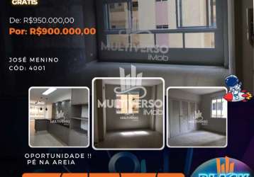 Apartamento à venda, 3 quartos no bairro josé menino em santos