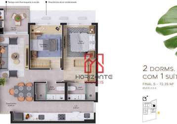 Apartamento com 2 dormitórios à venda, 71 m² por r$ 1.020.889,06 - cacupé - florianópolis/sc