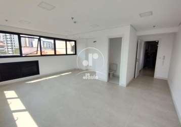 Sala comercial 37m²,(nova) 1 banheiro e 1 vaga, para alugar, vila assunção, santo andré,sp