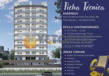 Apartamento com 2 dormitórios à venda, 71 m² por r$ 480.000,00 - massaguaçu - caraguatatuba/sp