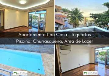 Apartamento tipo casa, 3 quartos, à venda na freguesia (ilha do governador) - rio de janeiro/rj