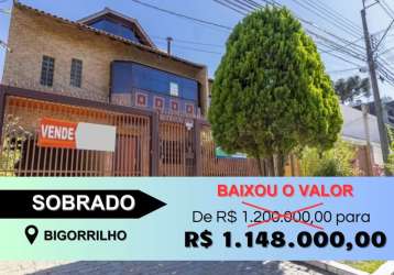 Sobrado com 3 quartos  à venda, 245.00 m2 por r$1148000.00  - bigorrilho - curitiba/pr