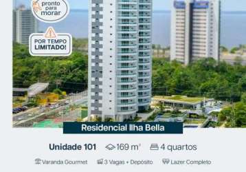 Apartamento para venda com 169 m² com 4 quartos em ponta negra - manaus - am