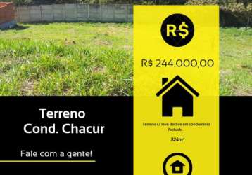 Terreno de 324m² em condomínio.  loc. cond. chacur, várzea paulista-sp.