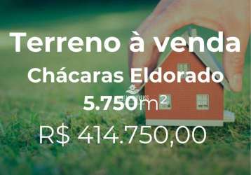 Terreno à venda, 5750 m² por r$ 414.750,00 - chácaras eldorado - uberlândia/mg