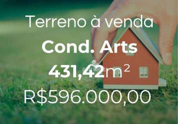 Terreno à venda, 431 m² por r$ 596.000,00 - condomínio arts - uberlândia/mg