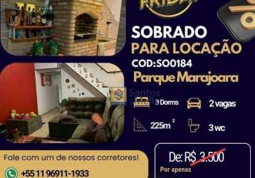 Sobrado com 3 dormitórios para alugar, 225 m² por r$ 3.320,00/mês - parque marajoara - santo andré/sp