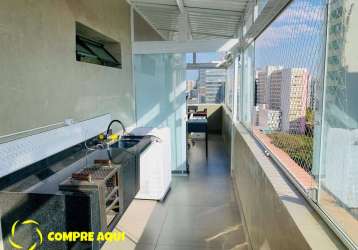 Bela vista - sp | cobertura 2 quartos | varanda toda em vidro | 103m² útil