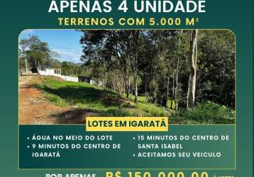 Vende-se terreno com 5000m em area rural de igarata.