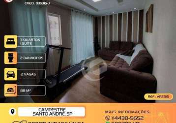 Apartamento à venda, 88 m² por r$ 494.999,99 - campestre - santo andré/sp