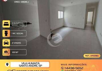 Apartamento à venda, 69 m² por r$ 319.999,99 - vila humaitá - santo andré/sp