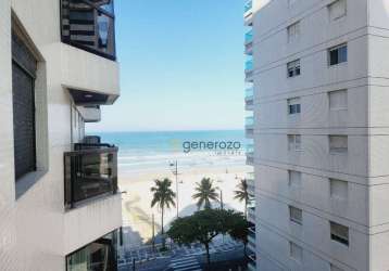 Apartamento a venda na praia das astúrias, frente ao mar, 03 dormitórios, com garagem e lazer