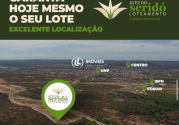 Lotes em currais novos loteamento alto do seridó a partir de 200m2