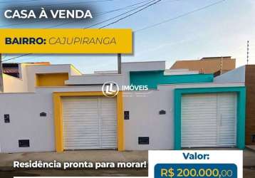 Casa de 2 quartos com suíte á venda em cajupiranga - parnamirim-rn.