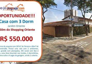 Casa com 3 dormitórios à venda, 86 m² por r$ 550.000,00 - jardim oriente - são josé dos campos/sp