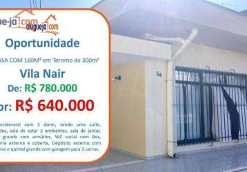 Casa à venda na vila nair - são josé dos campos/sp com 160 m²