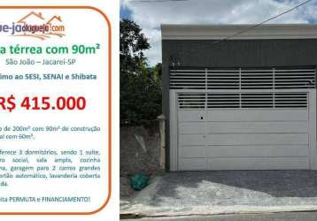 Casa à venda por no são joão - jacareí/sp com 90 m²