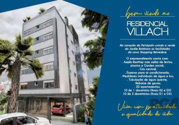 Ótimo apartamento novo no residencial villach, no bairro petrópolis, lateral, com 34m² privativos, de 1 dormitório e vaga. possui living amplo para 2 ambientes, 1 dormitório, banheiro social, cozinha 