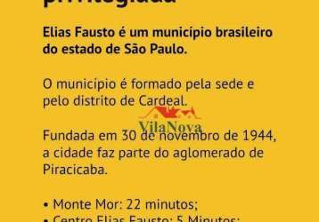 Terreno em condomínio fechado à venda na endereço não informado, centro, elias fausto por r$ 200.000