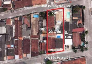 Terreno à venda, 1000 m² por r$ 2.800.000,00 - aviação - praia grande/sp