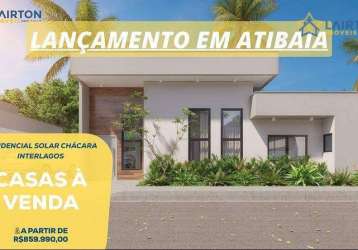 Residencial solar chácara interlagos - casas térreas com 3 suítes em condomínio fechado, atibaia - sp