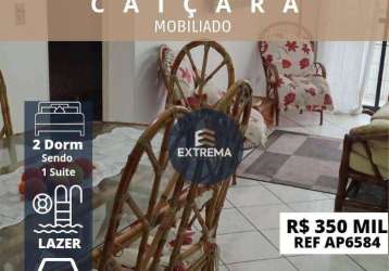 Apartamento com 2 dormitórios sendo 1 suite , mobiliado à venda,  por r$ 350.000 - caiçara - praia grande/sp