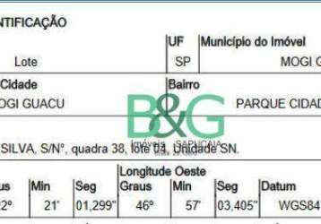 Terreno à venda, 370 m² por r$ 580.457,00 - parque cidade nova - mogi guaçu/sp