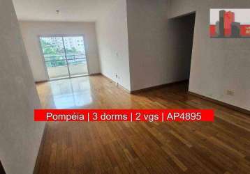 Apartamento r. dr. augusto de miranda, 452 - pompeia, 3 dorms, 2 vgs, villa bella